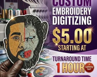 Custom Embroidery Digitizing, Logo Digitizing, Embroidery Service, Convert Image to Embroidery, Custom Digitize Logo, DST PES EXP Files