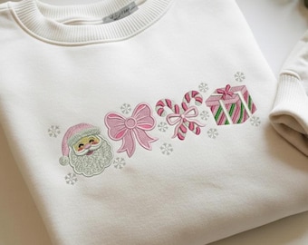 Pink Christmas Embroidery Design – Vintage Santa, PES DST JEF (Digital File)