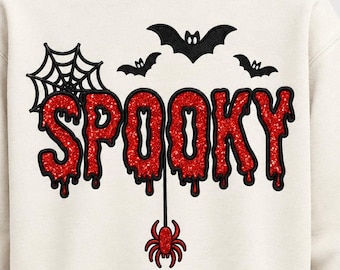 Spooky Season Embroidery Design | Halloween Drip Applique Embroidery File | Spider & Bats Machine Embroidery | PES DST