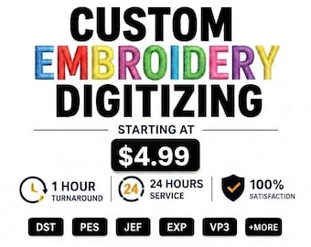 Custom Embroidery Digitizing, Logo Digitizing, Embroidery Digitizing Service, Image Digitizing Embroidery, Custom Digitize