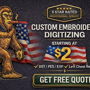 Custom Embroidery Digitizing Service | DST, PES, JEF Files | 3D Puff, Applique Embroidery