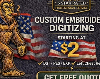 Custom Embroidery Digitizing Service | DST, PES, JEF Files | 3D Puff, Applique Embroidery