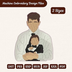 Father Son Embroidery Design: Faceless Embroidery Machine File (Instant Download)