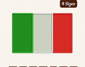 Italy Flag Embroidery Design | Italian Machine Embroidery File, 4 Sizes