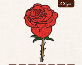 Rote Rose Stickdatei 3 Größen, Stickdatei für die Stickmaschine