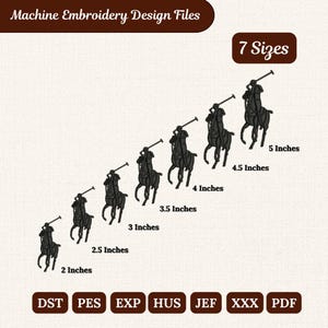 Polo Horse Embroidery Design – 7 Sizes, Matriz Bordado de Polo Rider Player File (Digital Download)