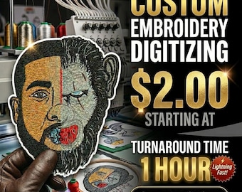 Custom Embroidery Digitizing Service | Logo to DST PES File | 1 Hour Fast Turnaround | Professional Image Machine Digitizing