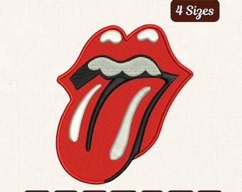 Red Lips Tongue Embroidery Design – 4 Sizes | Rock and Roll Machine File