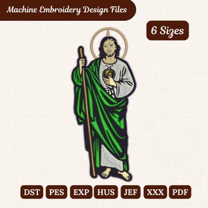 San Judas Tadeo Embroidery Design – 6 Sizes | Saint Jude Thaddeus Embroidery File | Jesus Machine Embroidery Design