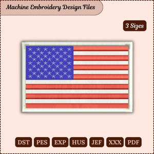 American Flag Embroidery Design – 3 Sizes | USA Flag Embroidery Design | American Flag Machine Embroidery Design