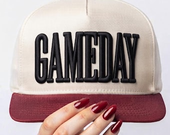 Gameday Puff Embroidery Design for Hat - 2 Sizes | Machine Embroidery Digital File