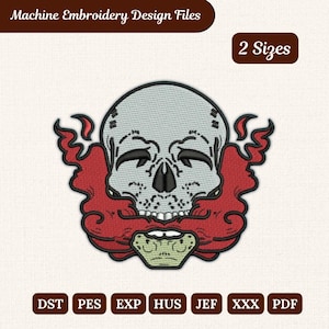 Diseño de bordado de calavera: parche gótico de motociclista (2,5 y 4 pulgadas) (descarga instantánea)
