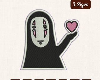 Kaonashi No Face Holding Heart Embroidery Design (3 Sizes) (Instant Download)