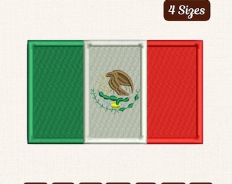 Mexico Flag Embroidery Design: Patriotic Machine Embroidery File (4 Sizes)