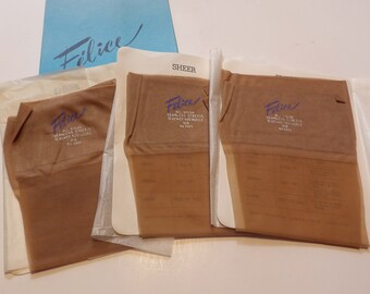 3 Pairs of Felice Seamless Vintage Nylon Stockings NEVER WORN hosiery French Fawn Medium 9-1/2 - 10