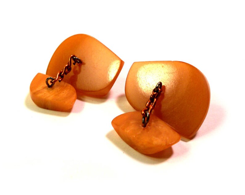 Vintage large Russian Baltic Amber Cufflinks
