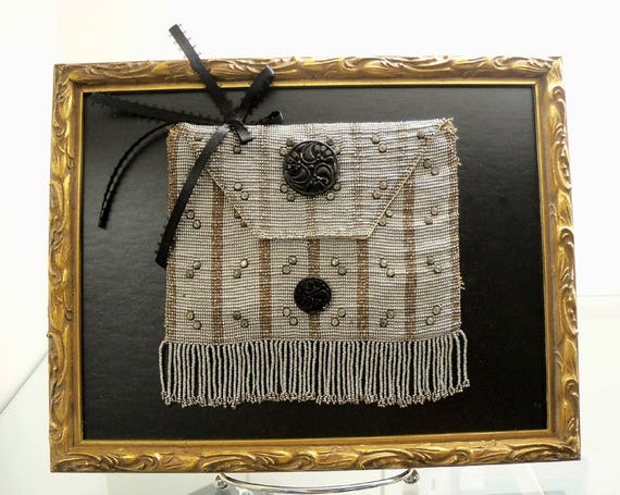 Antique e. 1900s Metal Bead & Fringe Purse Custom… - image 4