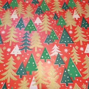 3 Unused Large Sheets of Vintage 1950s Christmas Gift Wrap, Wrapping Paper Christmas Trees