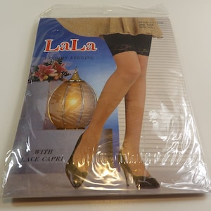 Vintage 80s  Black Fashion Legging with Lace Capri One Size NEVER WORN Vintage unworn 100% Nylon