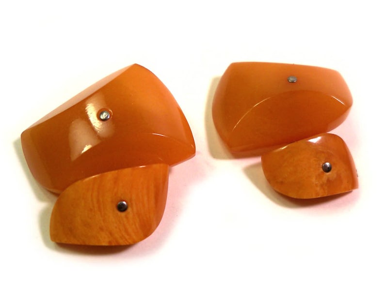 Vintage large Russian Baltic Amber Cufflinks