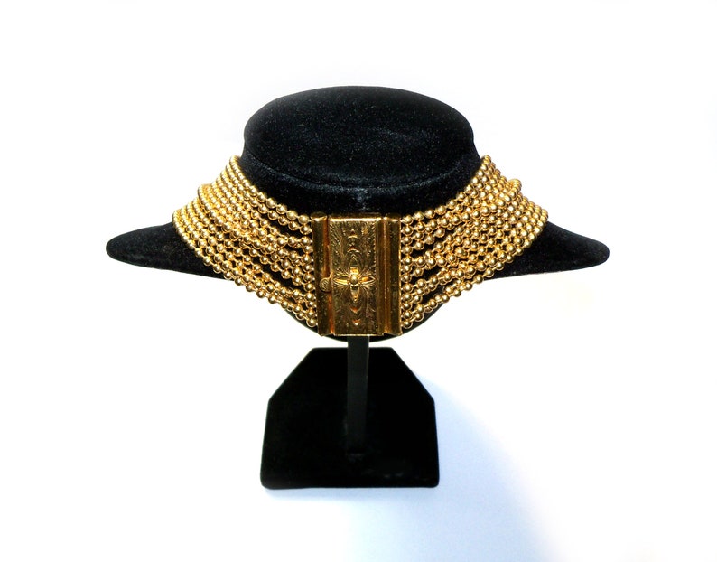 Vintage 40s Gold Tone Ball Chain Multi Strand Waterfall Necklace