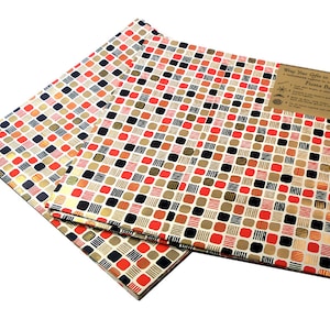7 Sheets of 1950s mcm Gift Wrap Wrapping Paper, Unused by Norcross mid century red, gold and black