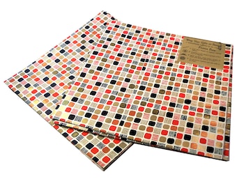 7 Sheets of 1950s mcm Gift Wrap Wrapping Paper, Unused by Norcross mid century red, gold and black
