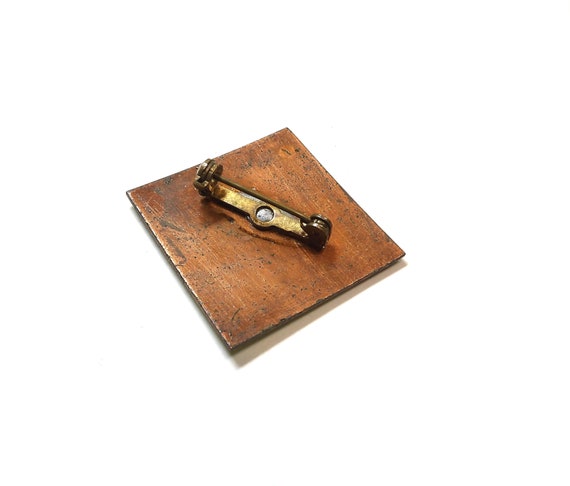 Vintage 50s Abstract Enamel on Copper MCM Brooch - image 3