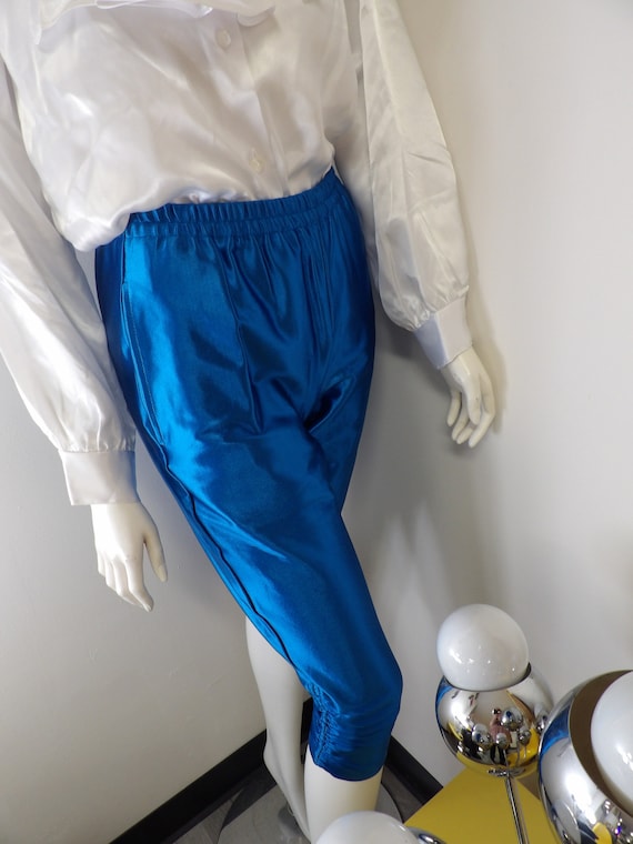 Vintage 70s 80s FIORUCCI Blue Lycra Spandex Knick… - image 2