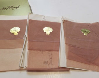 3 Pairs Vintage 50s Evening Back Seam No Mend SEAMED Cuban Heel Nylons Thigh High Stockings Size 8-1/2 Short NEVER WORN hosiery Heartbeat