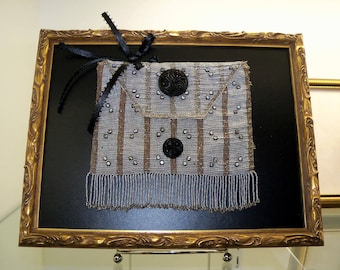 Antique Beaded Fringe Purse in Custom Gold Display Frame
