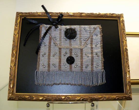 Antique e. 1900s Metal Bead & Fringe Purse Custom… - image 1