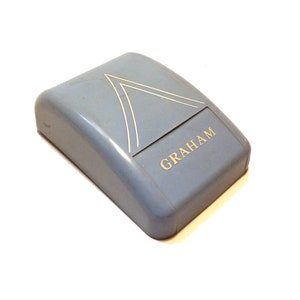 Vintage 1940&#39;s 50s Periwinkle Blue Celluloid GRAHAM Watch Jewelry Display Box
