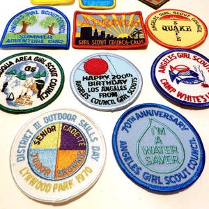 11 Vintage 70s & 80s Deadstock Girl Scout Patches Patch Applique Los Angeles, Cookies, DAPP