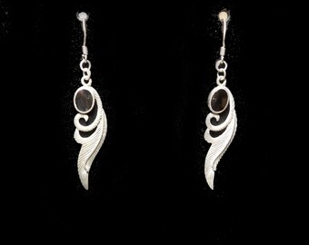 Vintage Sterling Silver & Onyx Pierced Earrings