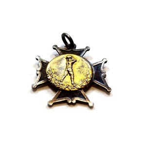 Antique 1920s Sterling Silver Sports Award Medal Medallion Dated 1924