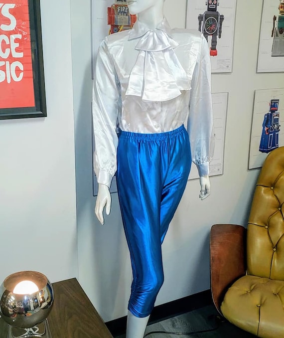 Vintage 70s 80s FIORUCCI Blue Lycra Spandex Knick… - image 1