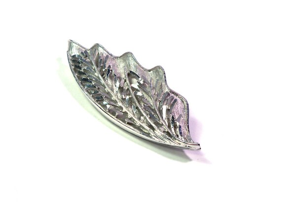 Vintage Coro Signed Large Statement Leaf Brooch P… - image 1