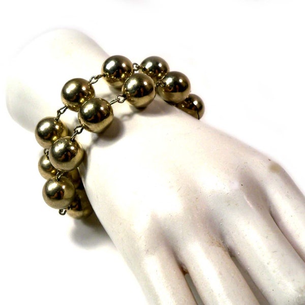 Vintage MARVELLA Bracelet Vintage 40s Double Strand Gold Beads Bracelet