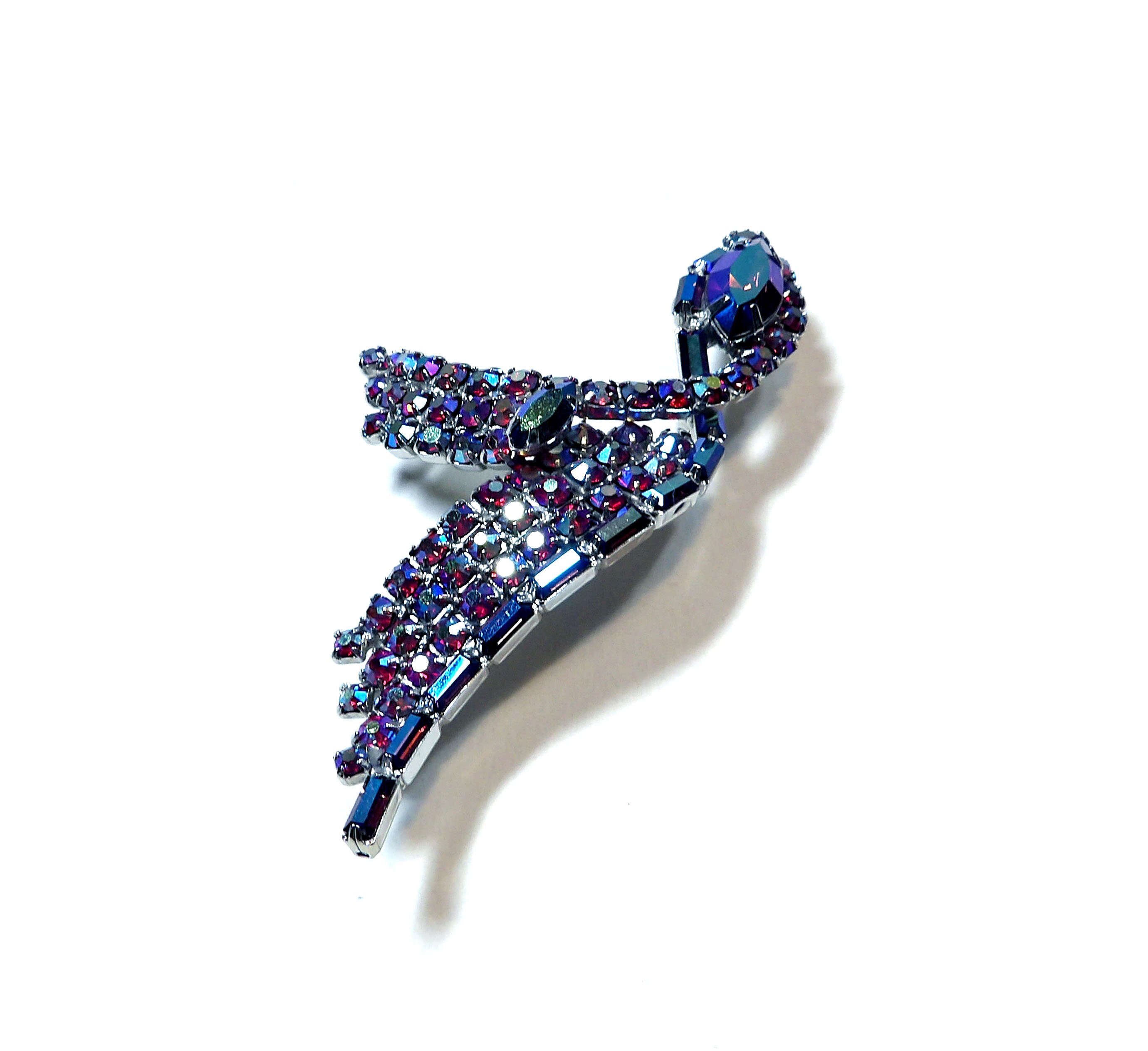 1950s Bow Ribbon Rhinestone Bulb Dangle Brooch - Etsy