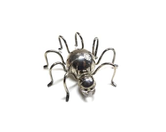 Large Vintage Sterling Silver Spider Brooch Pin