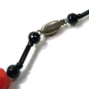 Antique Czechoslovakian Red and Black Glass Bead Strand Necklace image 4