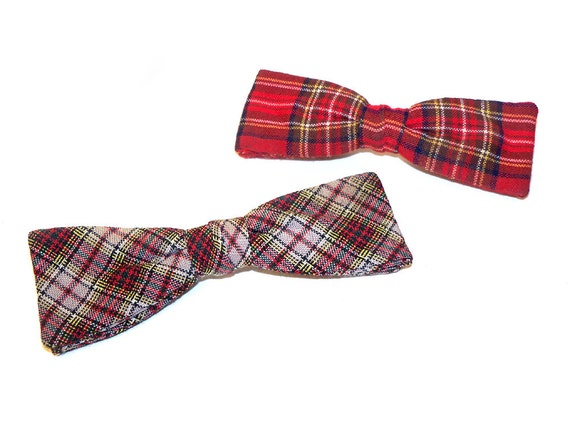 2 Vintage Dapper 1950s  50s Plaid Clip On Bow Tie… - image 1