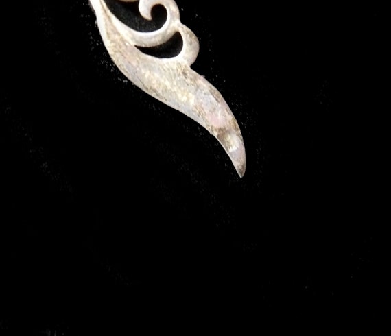 Vintage Sterling Silver & Onyx Pierced Earrings - image 2
