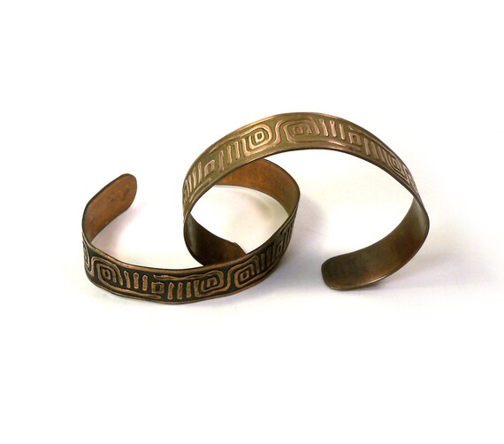 2 Vintage Solid Copper Mid Century Cuff Bracelets… - image 4