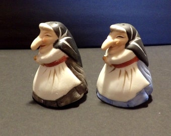 Vintage 1980s Baba Yaga Kitchen Witch Salt and Pepper Shakers