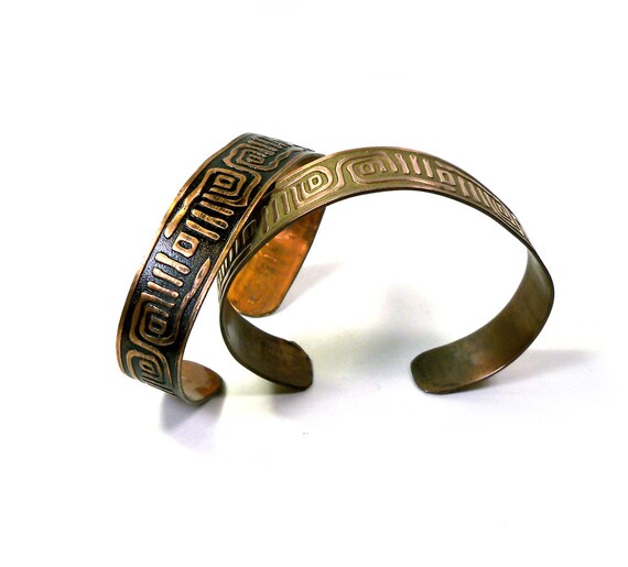 2 Vintage Solid Copper Mid Century Cuff Bracelets… - image 5
