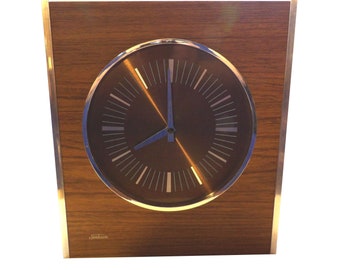 Große MCM Atomic Wanduhr mit Chrombordüre von Sunbeam Mid Century Modern Abstrakte Uhr