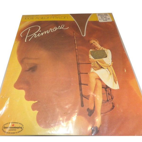 Vintage 60s Primrose Nylons Thigh High Stockings Size Medium 9-1/2 - 10 NEVER WORN hosiery Rose Tone