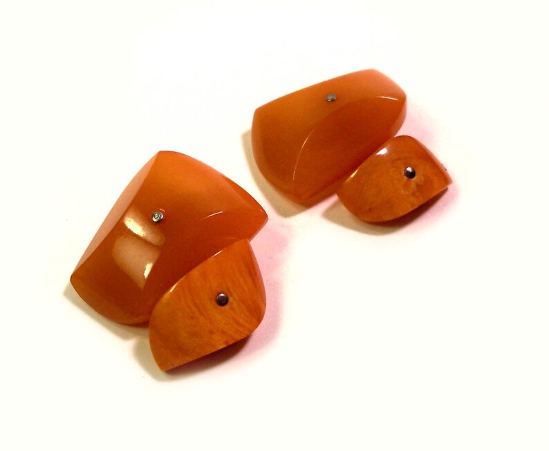 Vintage large Russian Baltic Amber Cufflinks